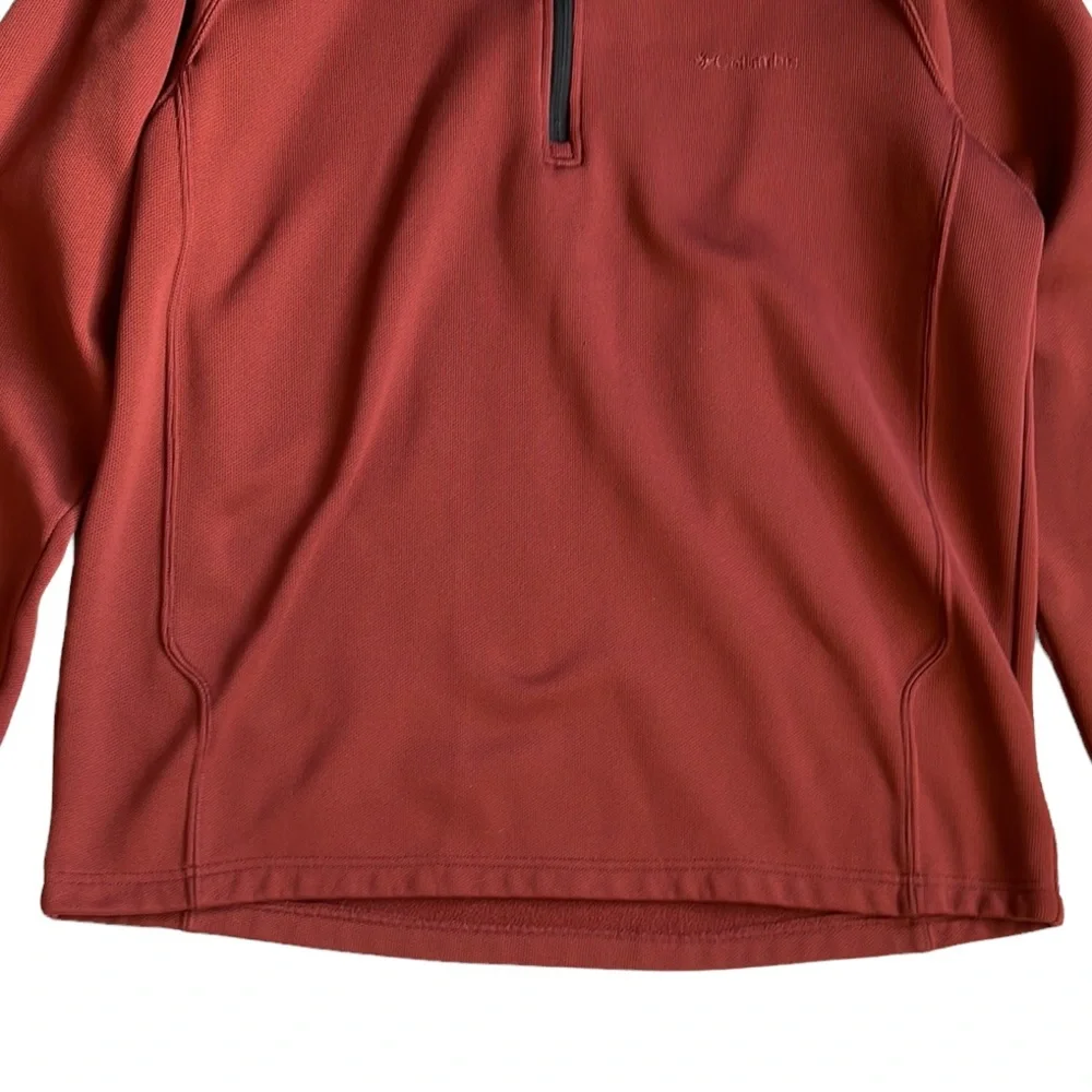 Columbia 1/4 Zip Men's Fleece Lined Pullover Rust/Orange Size Large